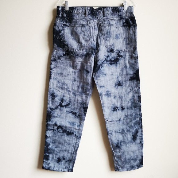 L'agence Tie Dye Boyfriend Pants Blue Tie Dye High Rise Ankle Length Rela New 26 - Picture 3 of 7